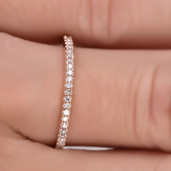 🌺 Rose Gold Plated Diamond Eternity band - Picture 1 of 4